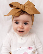 Load image into Gallery viewer, Linen Bow Headband Wrap
